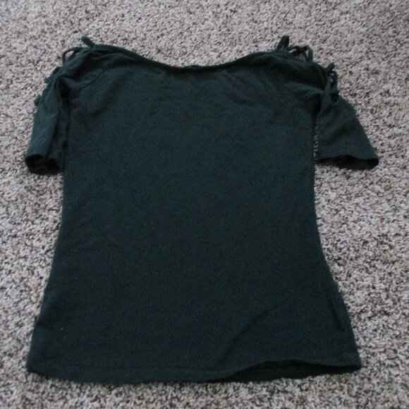 Ambiance Open Shoulder T Shirt Womens Medium Green Short Sleeve Pullover‎ Top - Picture 4 of 4